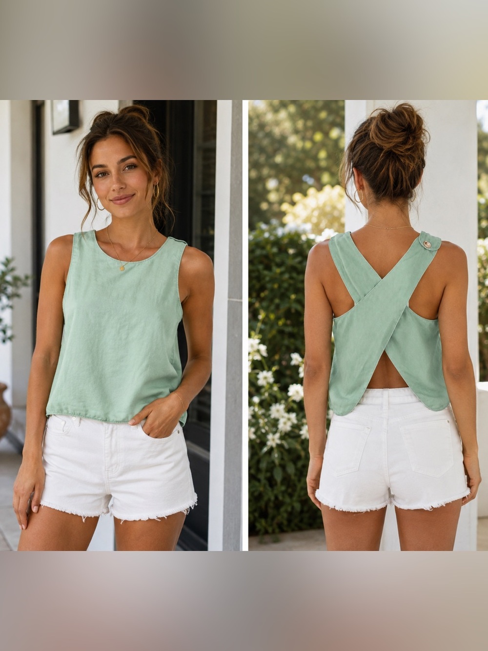 Loulou Studio Sanibel Tank Top In Mint/Aqua Size Small
